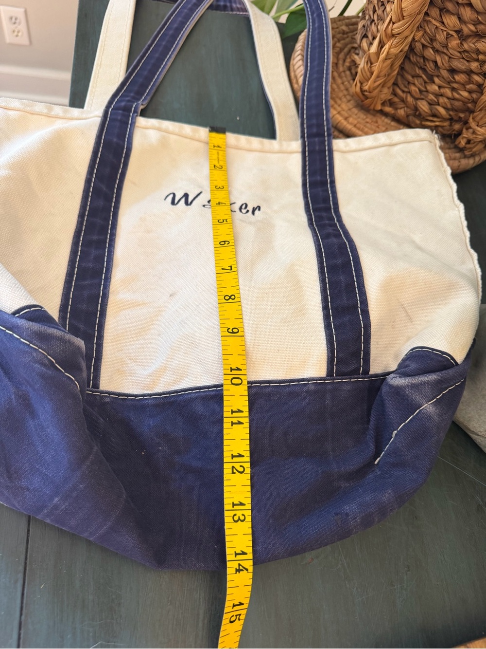 L.L.Bean boat and tote canvas blue and off white. - Picture 8 of 8